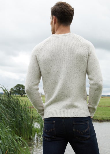 Threadbare Natural Knitted Raglan Sleeve Crew Neck Jumper