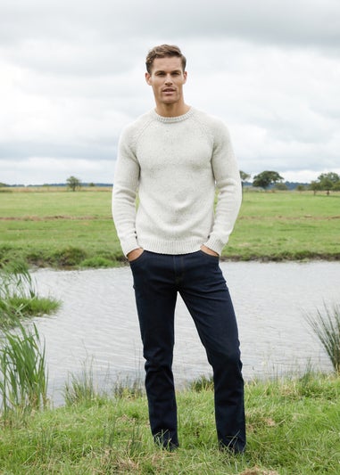 Threadbare Natural Knitted Raglan Sleeve Crew Neck Jumper