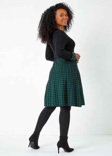 Roman Forest Green Petite Contrast Knit Jumper Dress