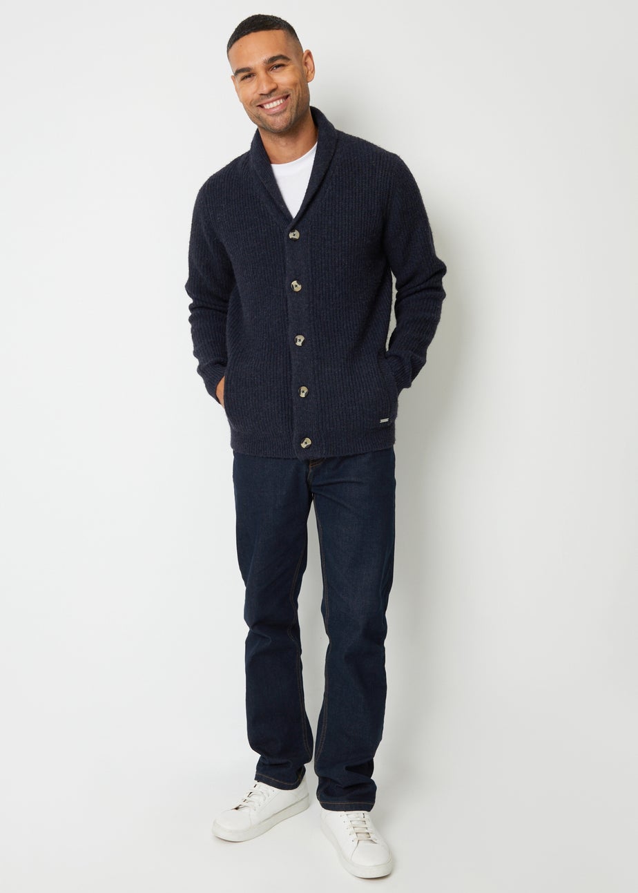 Threadbare Navy Shawl Collar Cardigan