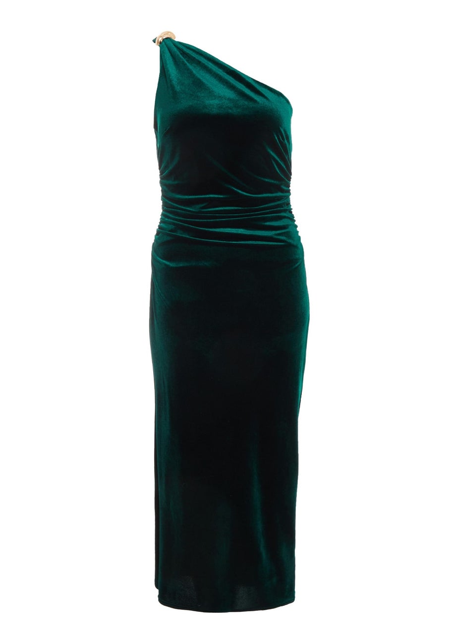 Quiz Green Petite Velvet Midaxi Dress