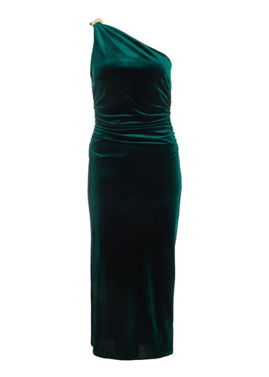Quiz Green Petite Velvet Midaxi Dress