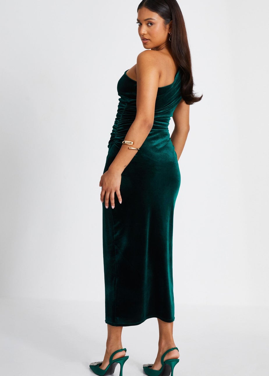 Quiz Green Petite Velvet Midaxi Dress