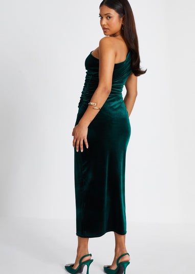 Quiz Green Petite Velvet Midaxi Dress