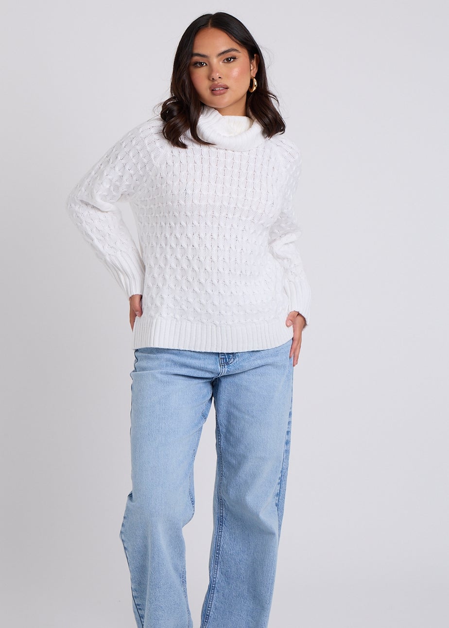 Urban Bliss Cream Honeycomb Cable Roll Neck Jumper