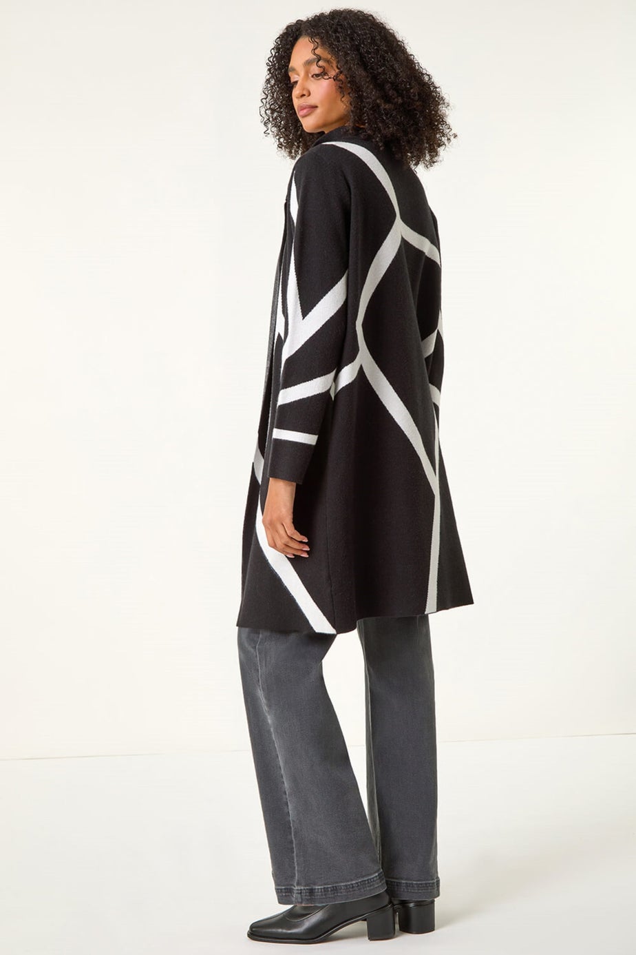 Roman Black Abstract Patterned Cardigan