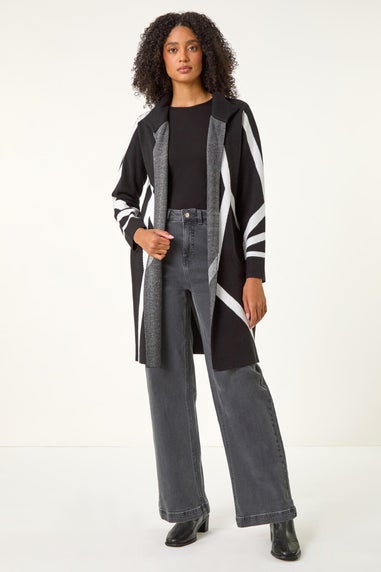 Roman Black Abstract Patterned Cardigan