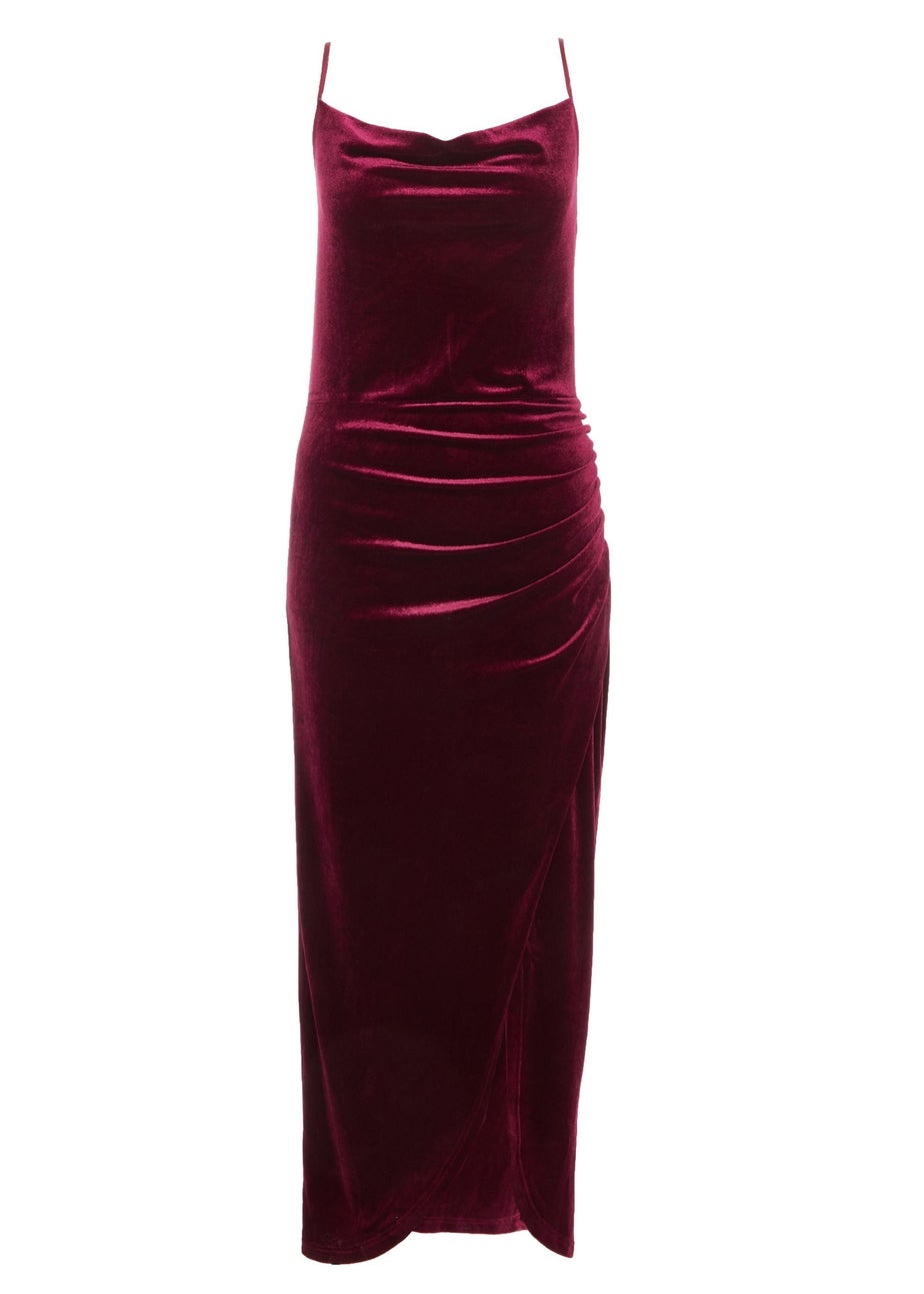 Quiz Red Petite Cowl Neck Midaxi Dress