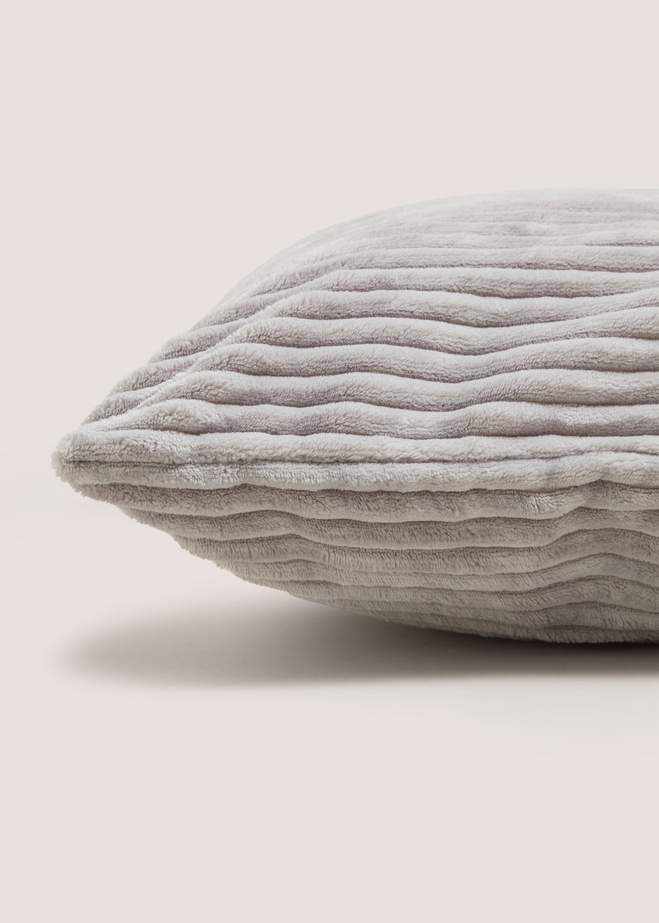 Grey Ribbed Cushion Cover