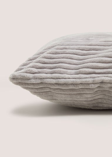Grey Ribbed Cushion Cover