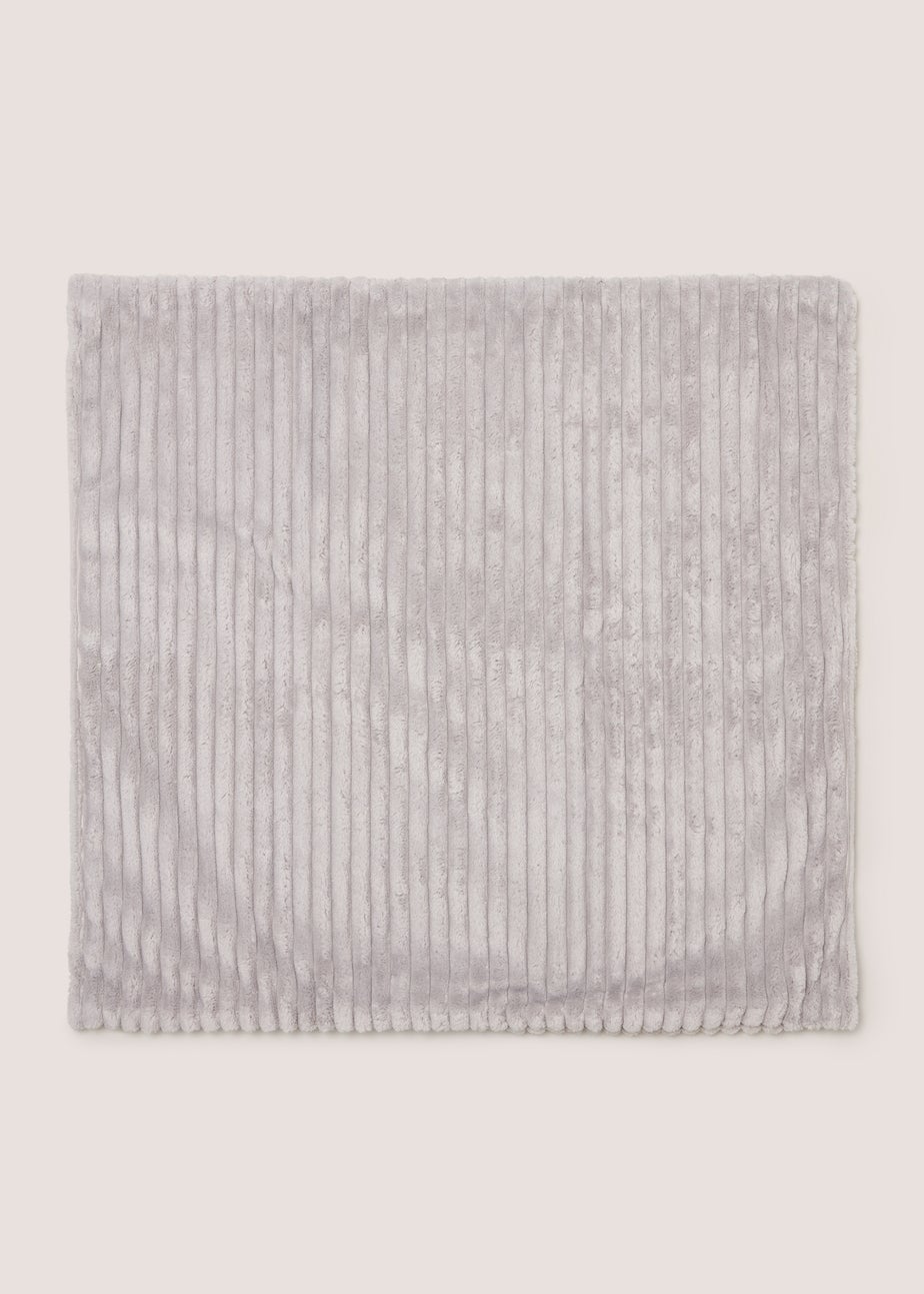 Grey Ribbed Cushion Cover