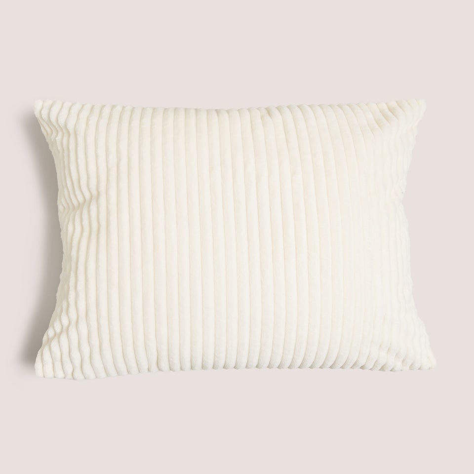 Cream Ribbed Cushion Cover