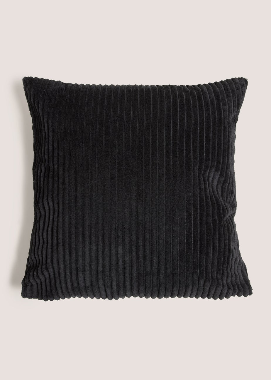 Black Ribbed Cushion Cover