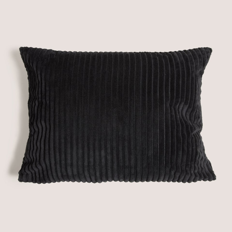 Black Ribbed Cushion Cover