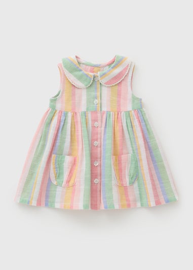 Baby Multicolour Stripy Collar Dress (Newborn-23mths)
