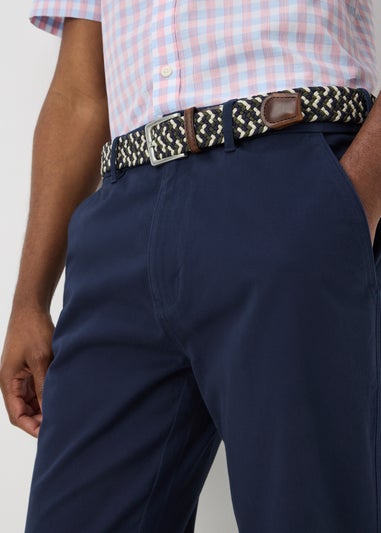 Navy Belted Chino Trousers