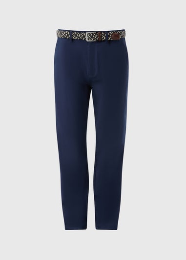Navy Belted Chino Trousers
