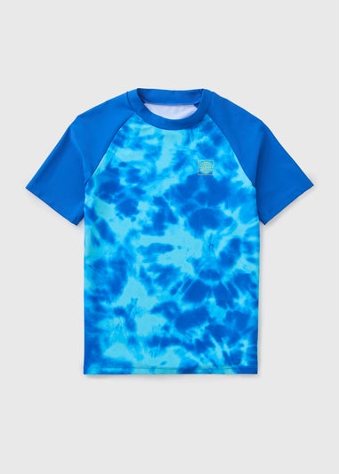 Boys Blue Tye Dye Rash Vest (7-15yrs)