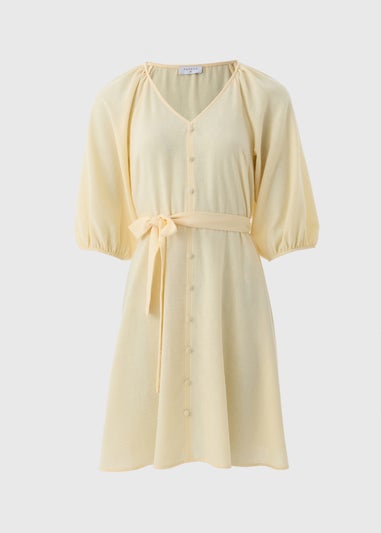 Yellow Belted Mini Tea Dress