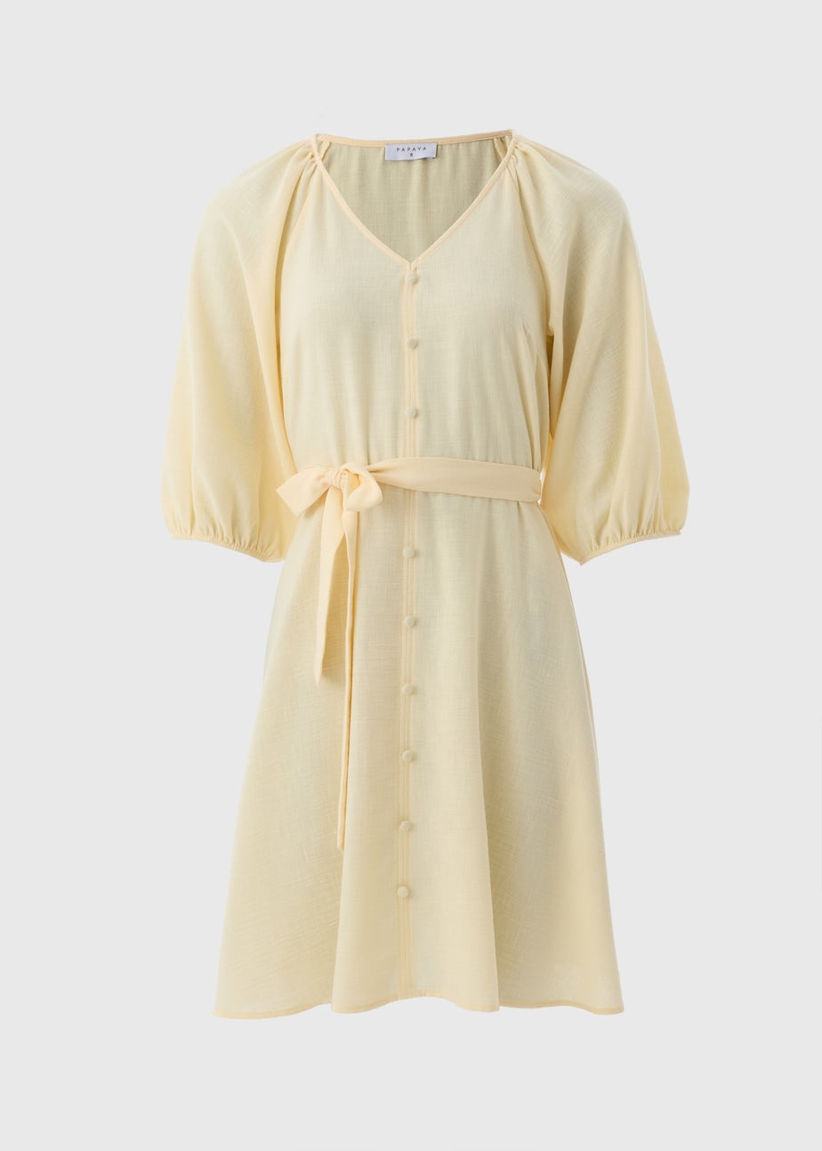 Yellow Belted Mini Tea Dress