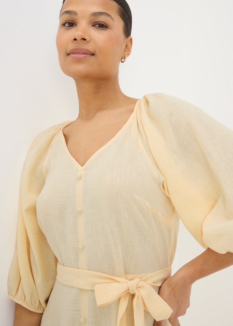 Yellow Belted Mini Tea Dress