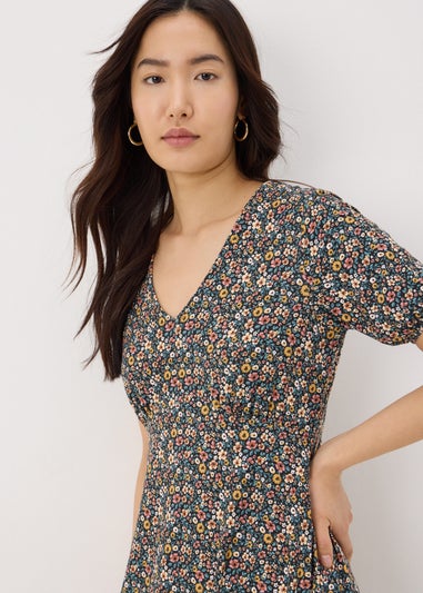 Green Ditsy Floral Mini Dress