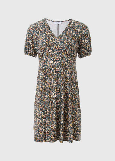 Green Ditsy Floral Mini Dress