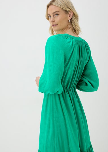 Green Raglan Midi Shirt Dress