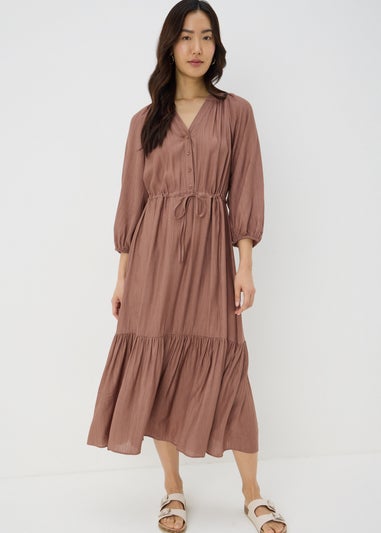 Stone Raglan Midi Shirt Dress