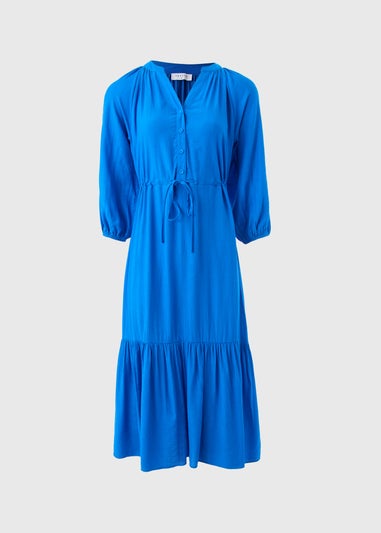 Blue Raglan Midi Shirt Dress