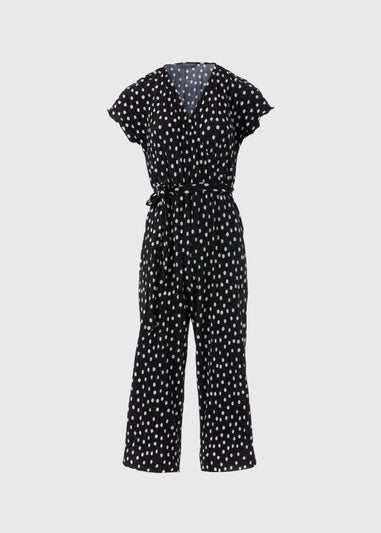Papaya Petite Black Spot Plisse Jumpsuit