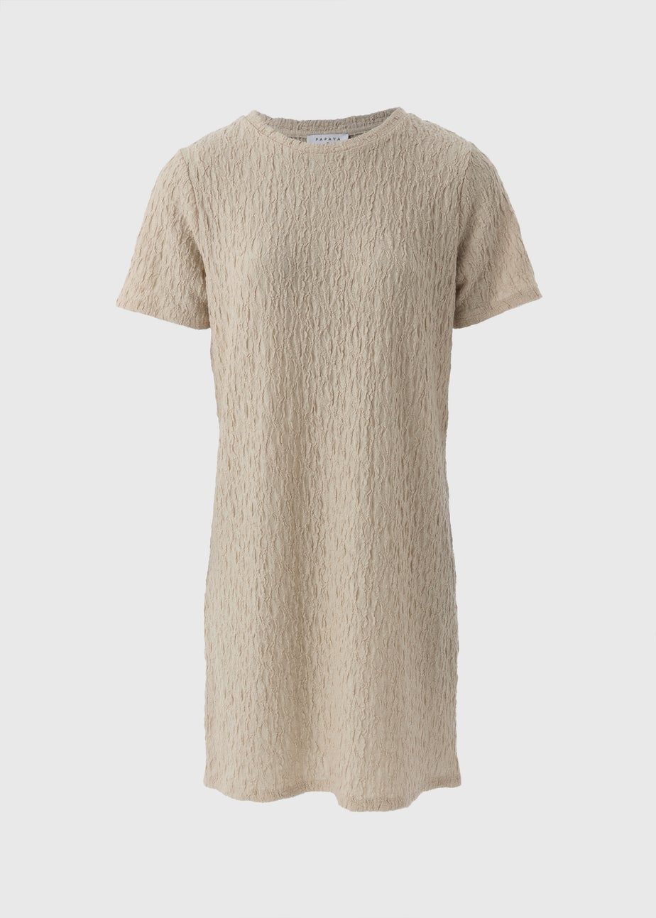 Papaya Petite Stone Textured Mini T-Shirt Dress