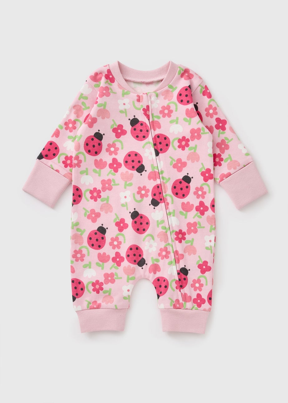 Baby Pink Ladybird Sleepsuit (Newborn-23mths)
