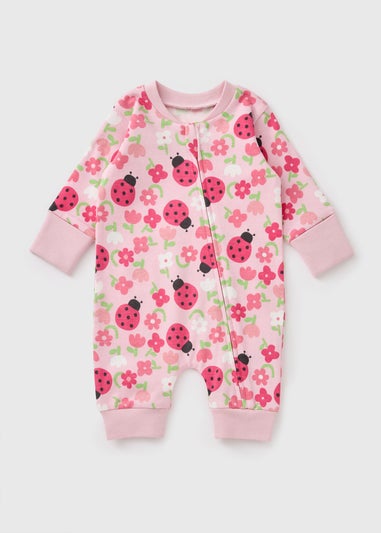 Baby Pink Ladybird Sleepsuit (Newborn-23mths)