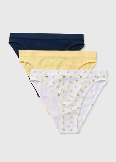 3 Pack Multicolour Lemon Seamless High Leg Knickers
