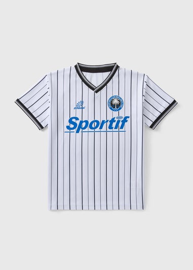 Boys Black & White 90s Football T-Shirt (7-15yrs)