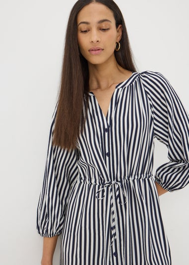 Navy Stripe Midi Shirt Dress