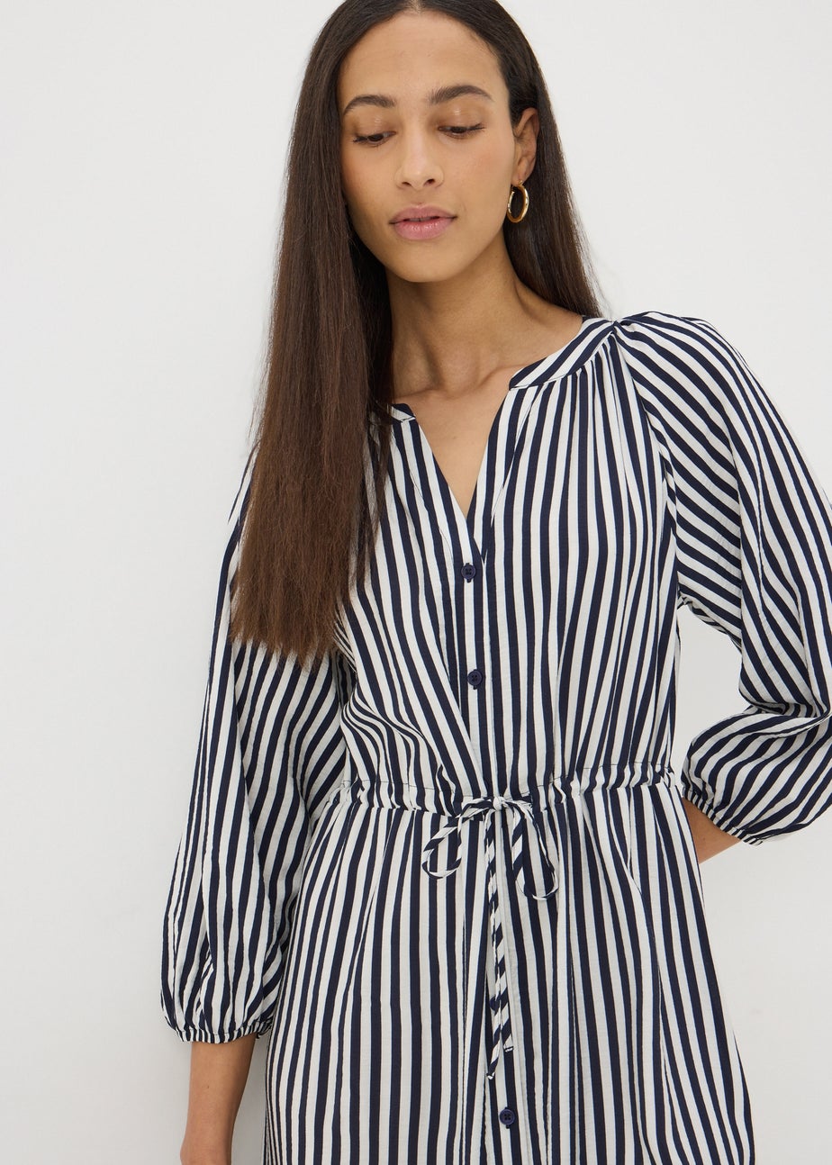 Navy Stripe Midi Shirt Dress