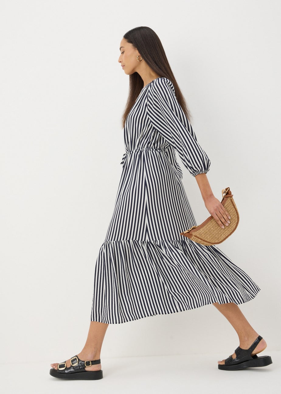 Navy Stripe Midi Shirt Dress