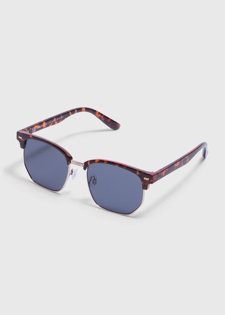 Brown Tortoise Shell Clubmaster Sunglasses