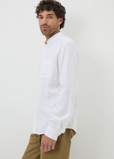White Linen Blend Shirt