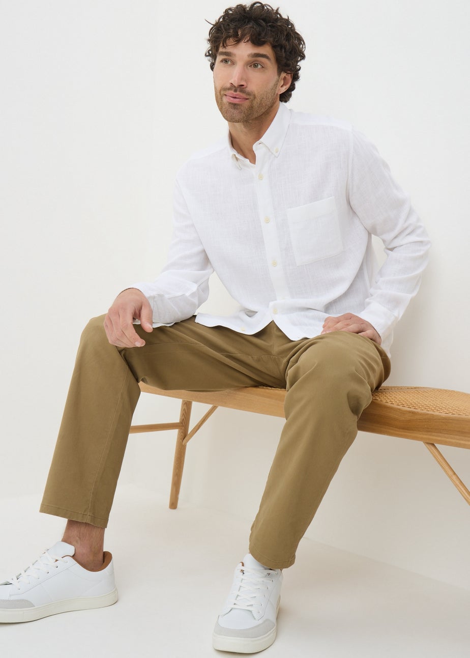 White Linen Blend Shirt