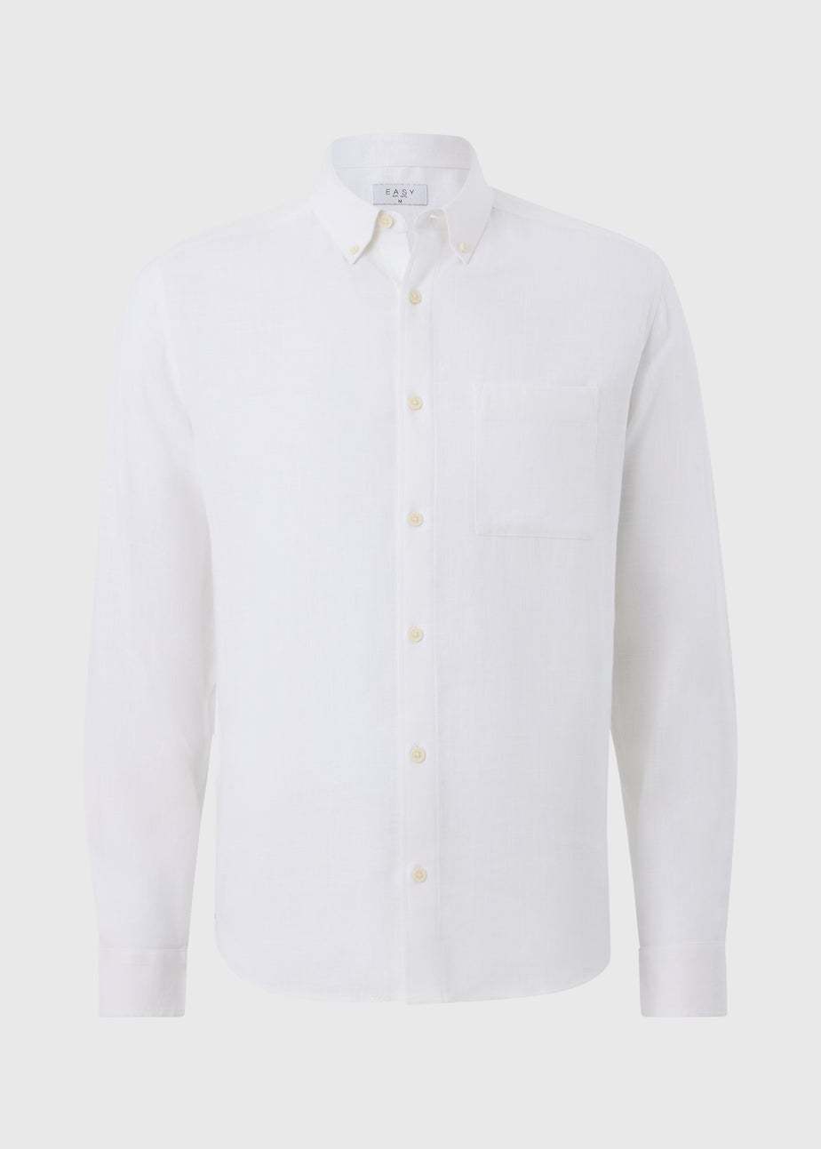 White Linen Blend Shirt