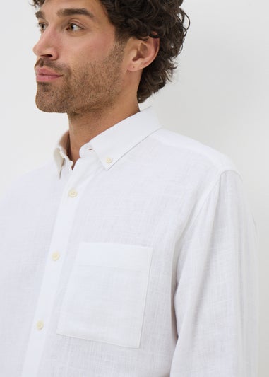 White Linen Blend Shirt
