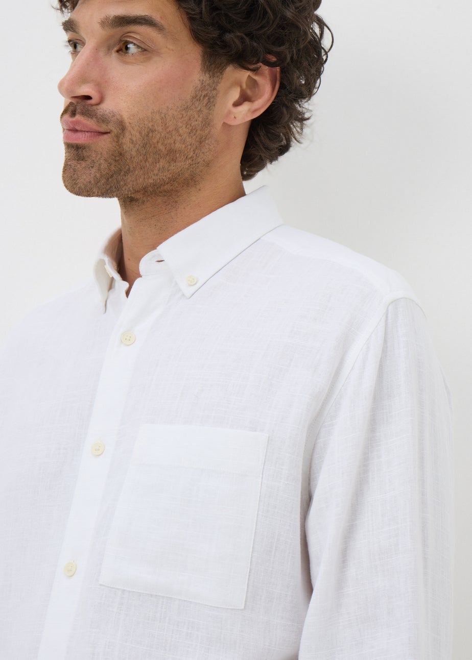 White Linen Blend Shirt