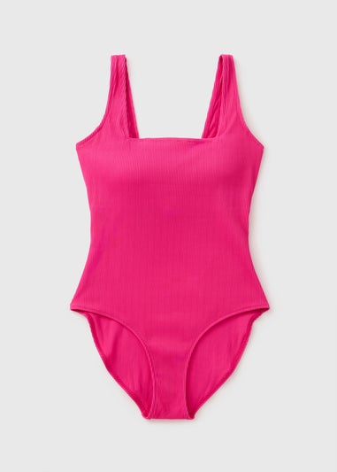 Pink Ribbed Swimsuit