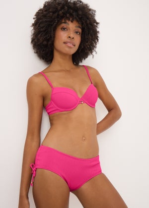 Pink Ribbed Bikini Bottoms