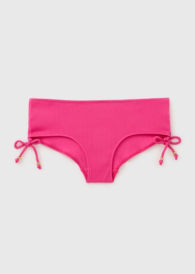 Pink Ribbed Bikini Bottoms