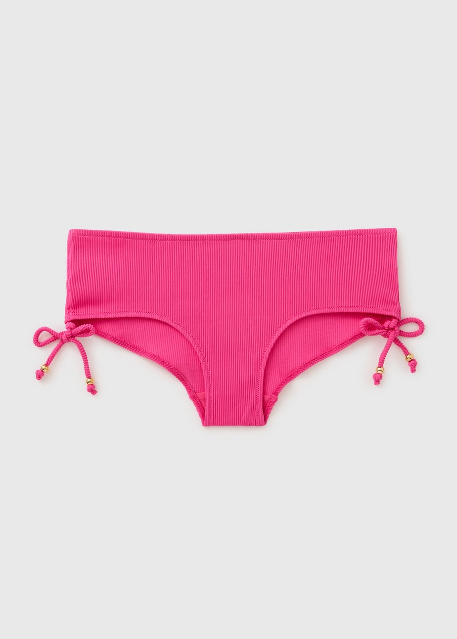 Pink Ribbed Bikini Bottoms