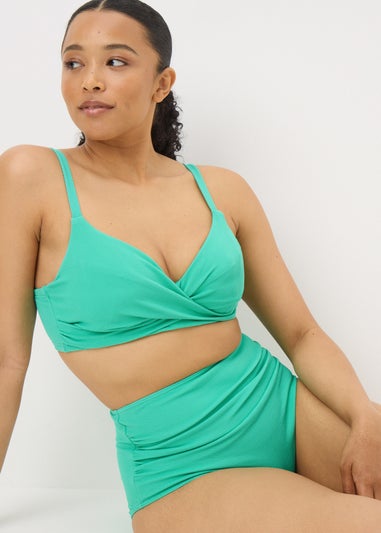 DD+ Turquoise Shapewear Crop Bikini Top